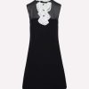 Dresses * | Miu Miu Ruffled Yoke Sleeveless Dress Black