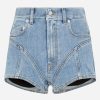 Shorts * | Mugler Denim Mini Shorts Blue