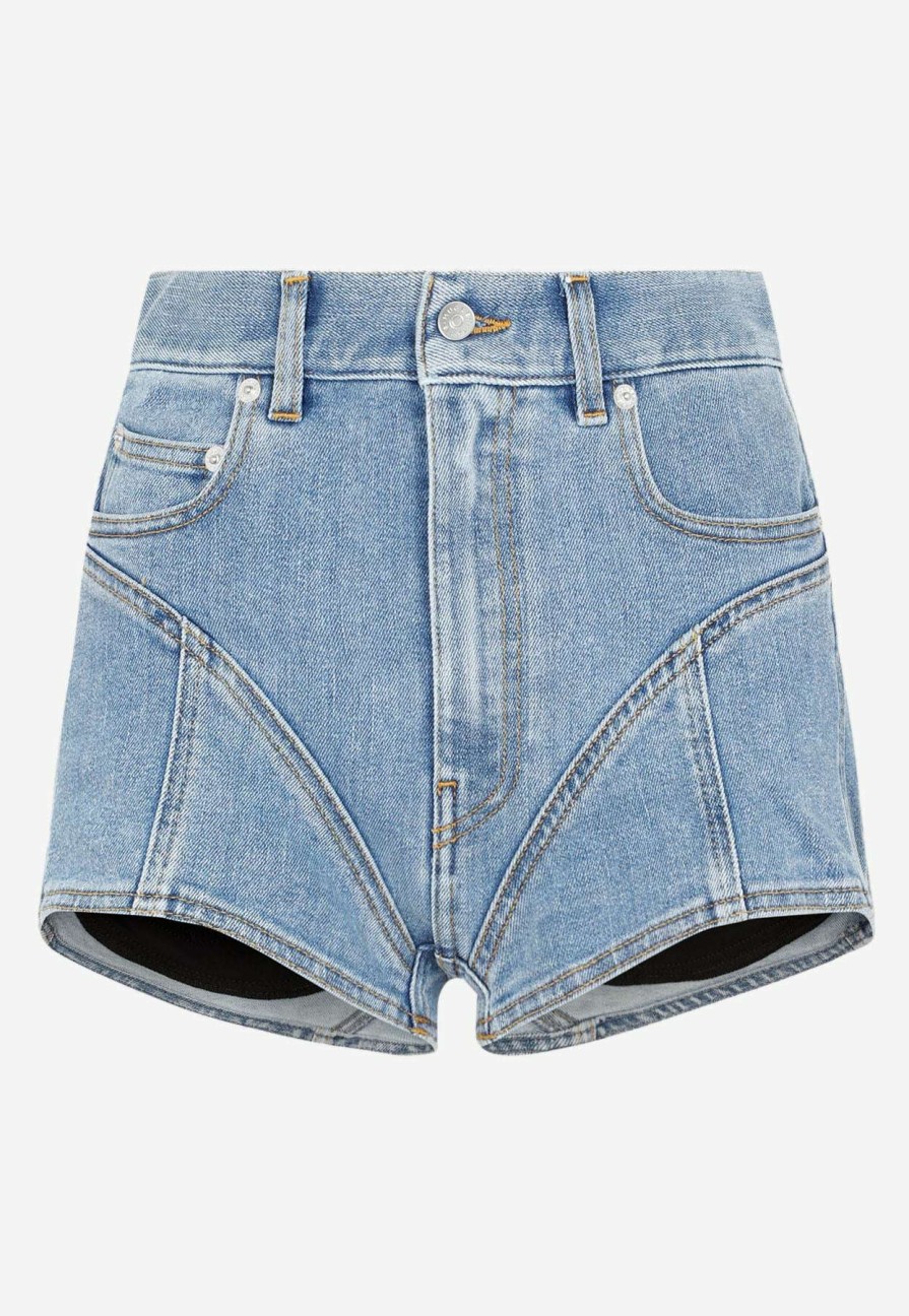 Shorts * | Mugler Denim Mini Shorts Blue