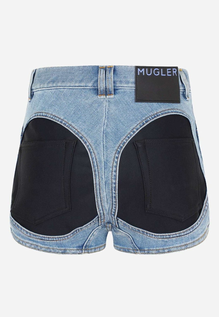 Shorts * | Mugler Denim Mini Shorts Blue