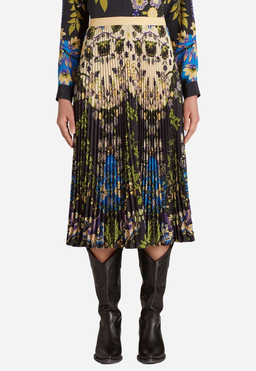 Skirts * | Etro Printed Pleated Midi Skirt Multicolor