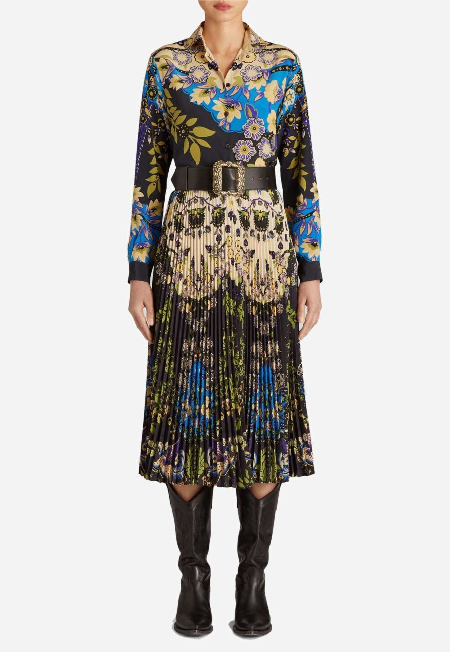 Skirts * | Etro Printed Pleated Midi Skirt Multicolor