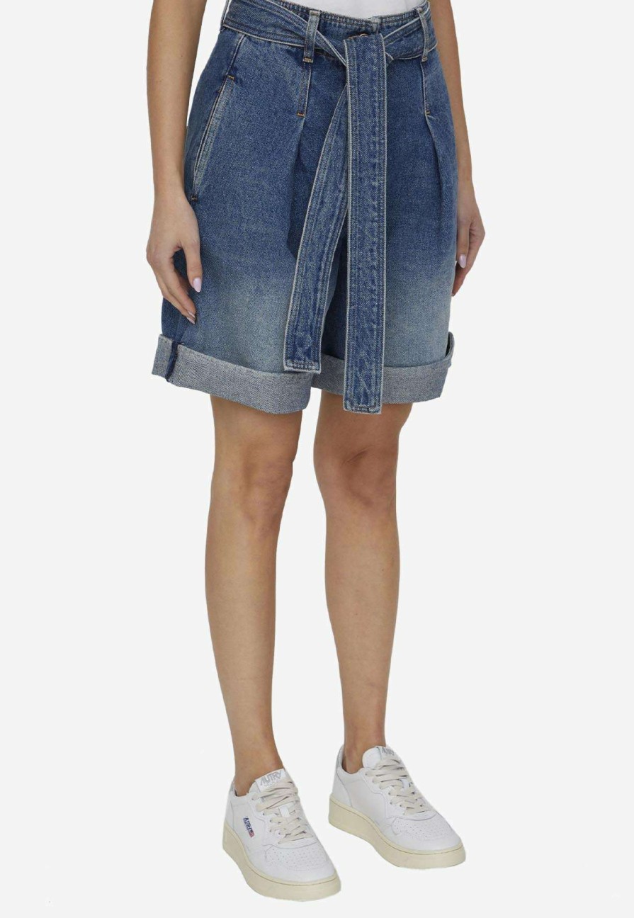 Shorts * | Golden Goose Db Belted Denim Shorts Blue