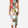 Evening * | Dolce & Gabbana Sleeveless Patchwork Jacquard Midi Dress Multicolor