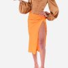 Skirts * | Khirzad Femme Roma Ruched Skirt Orange