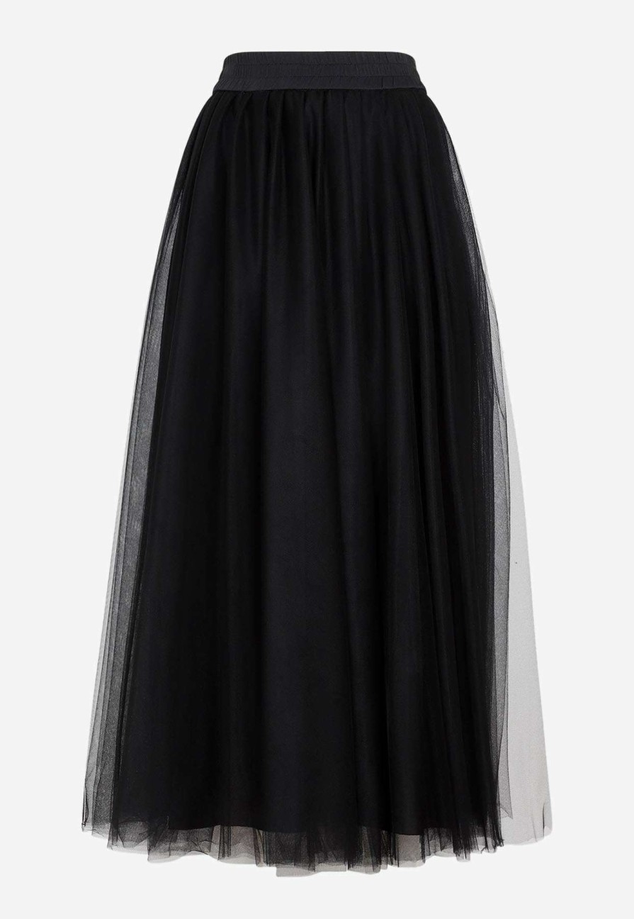 Skirts * | Fabiana Filippi Tulle Midi Pleated Skirt Black