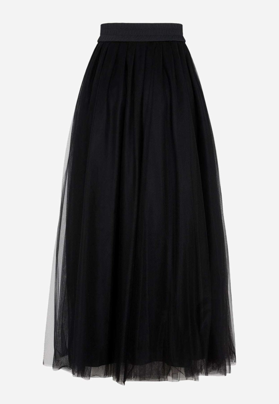 Skirts * | Fabiana Filippi Tulle Midi Pleated Skirt Black