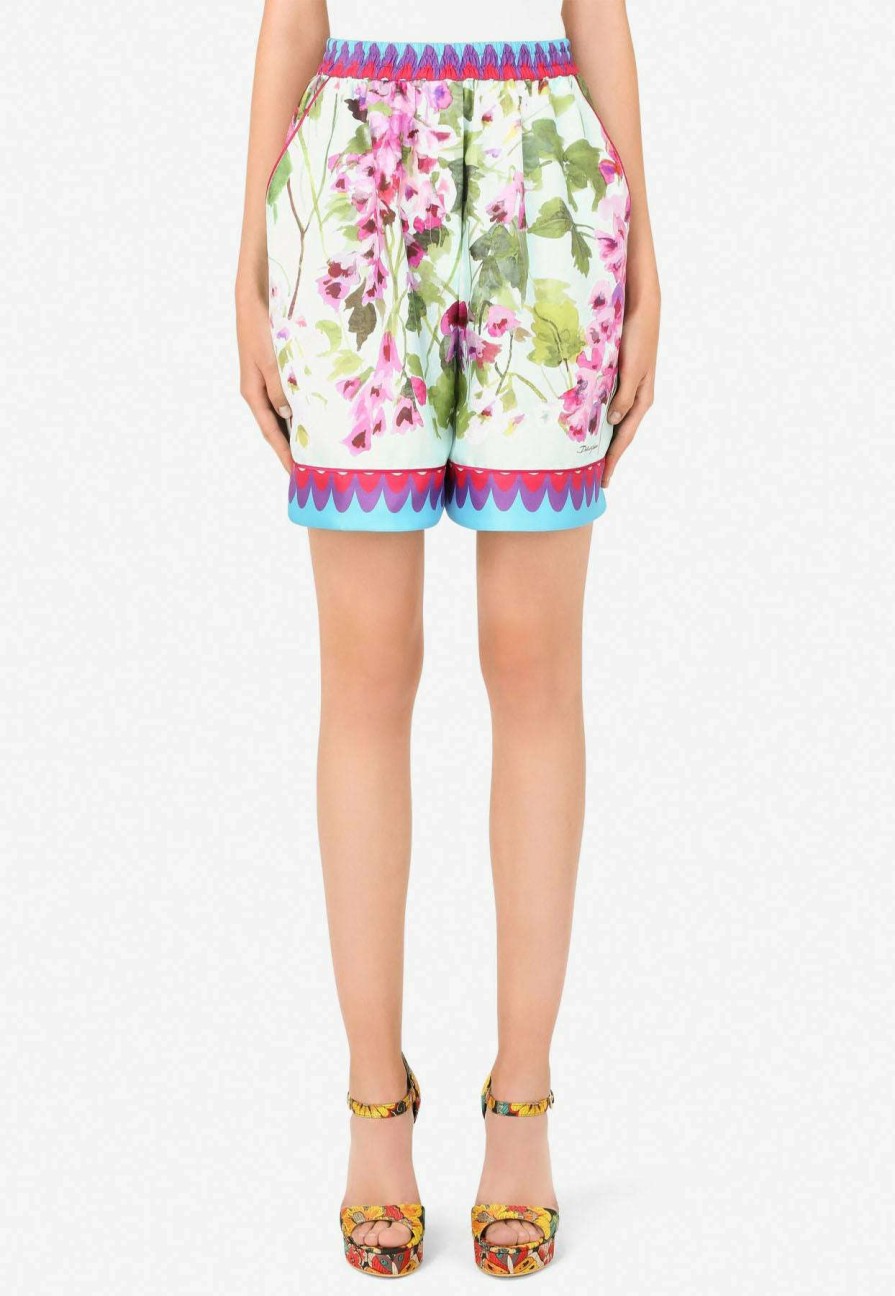 Shorts * | Dolce & Gabbana Bluebell Print Shorts In Silk Multicolor