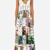 Evening * | Dolce & Gabbana Patchwork Sleeveless Cotton Maxi Dress Multicolor