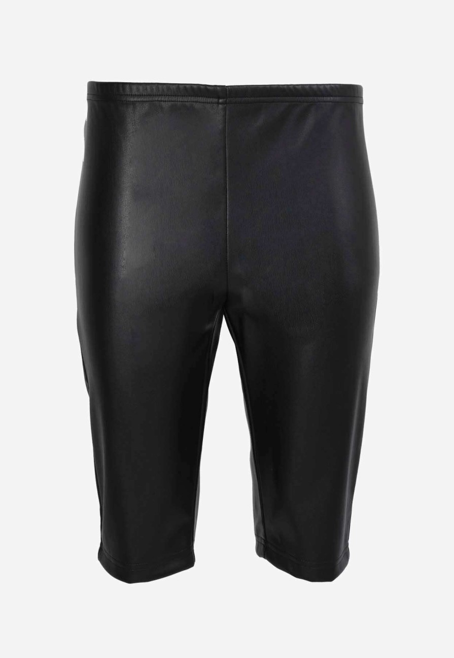 Shorts * | Mm6 Maison Margiela Biker Shorts In Faux Leather Black