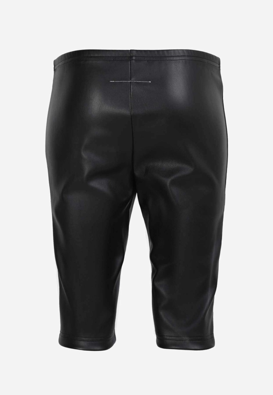 Shorts * | Mm6 Maison Margiela Biker Shorts In Faux Leather Black