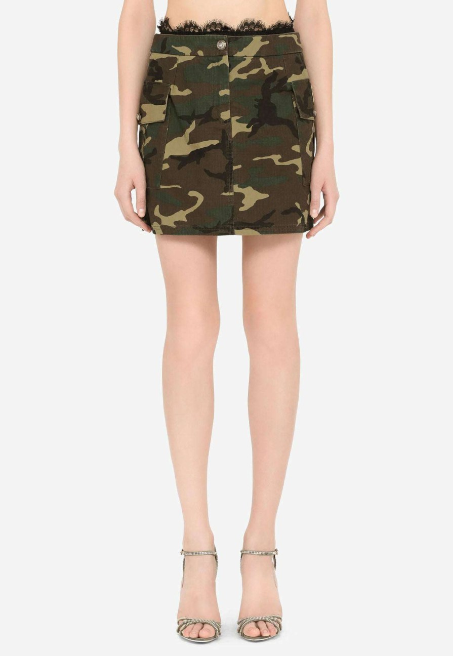 Skirts * | Dolce & Gabbana Camouflage Print Mini Skirt In Denim Multicolor