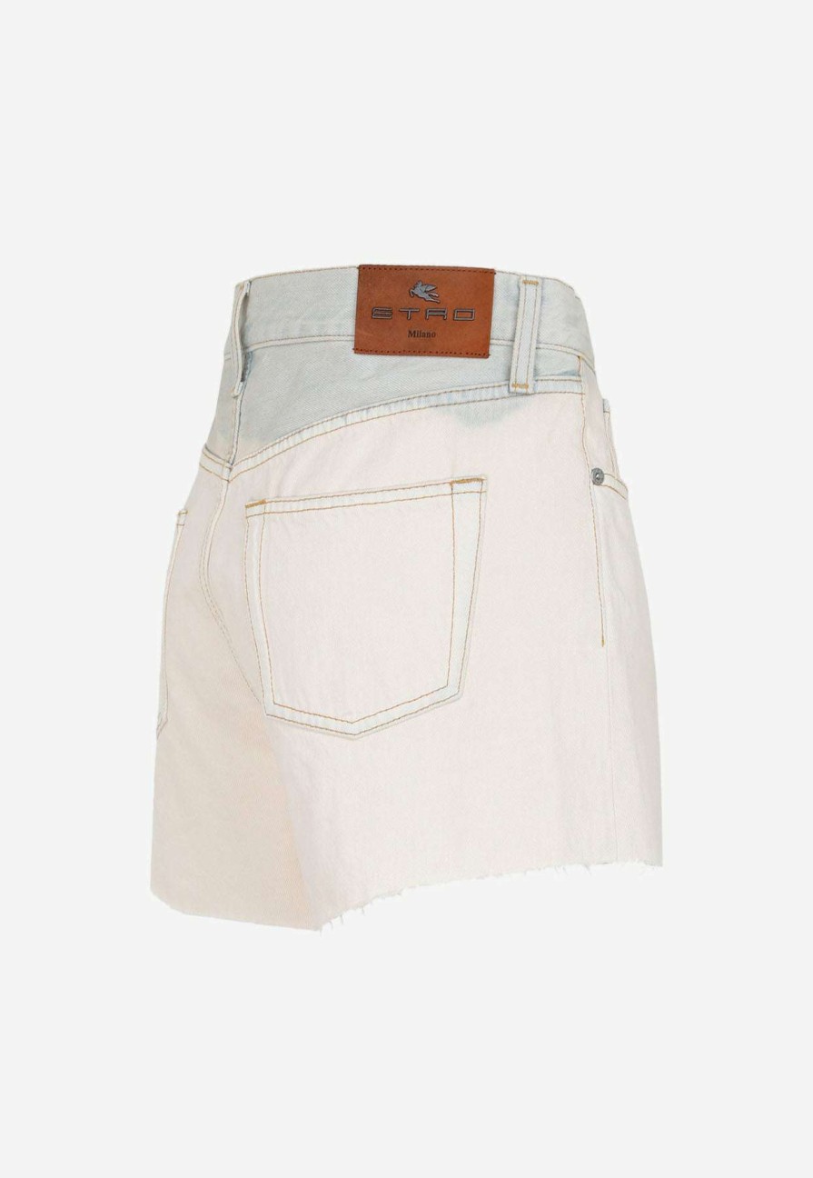 Shorts * | Etro Rocket Denim Shorts White