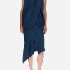 Skirts * | Dawei Asymmetric Midi Flared Skirt Petrol