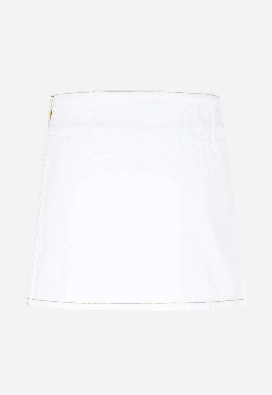 Skirts * | Ganni Denim Mini Skirt White