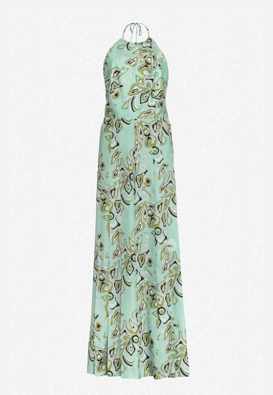 Evening * | Emilio Pucci Africana Print Halterneck Jumpsuit Mint