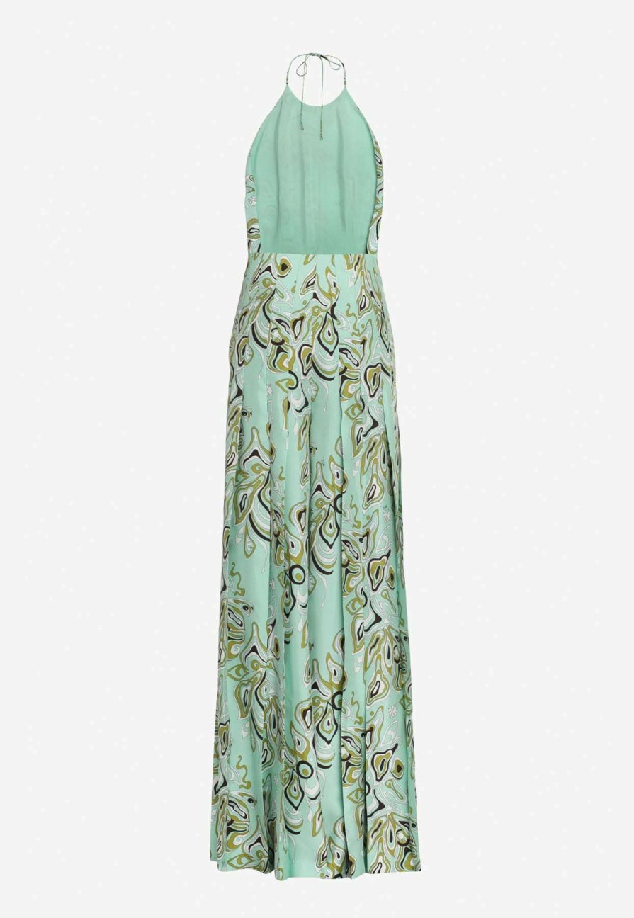 Evening * | Emilio Pucci Africana Print Halterneck Jumpsuit Mint