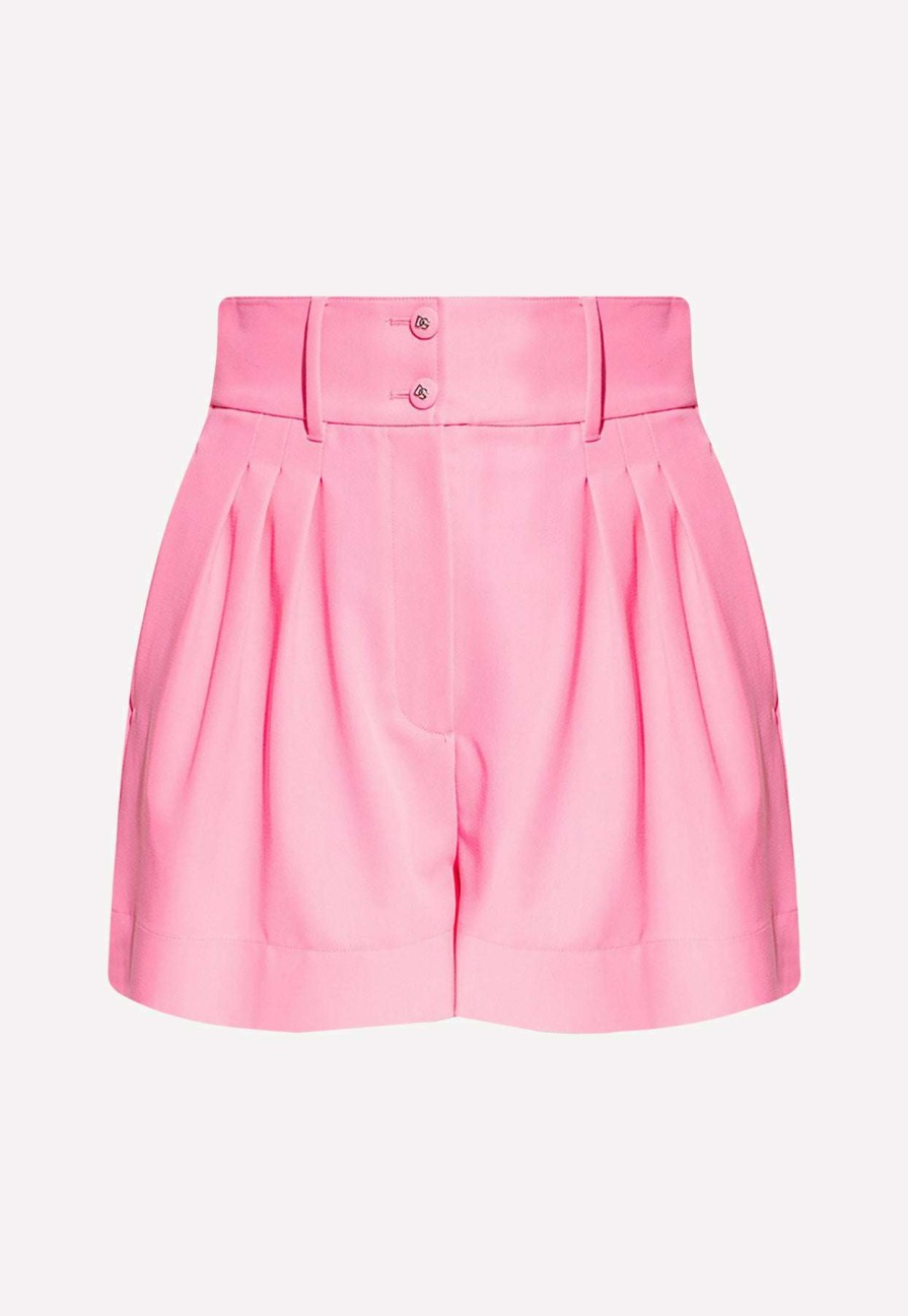 Shorts * | Dolce & Gabbana High-Waist Pleated Shorts Pink