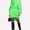 Dresses * | Balenciaga Bb Monogram Jacquard Asymmetric Wrap Dress Green