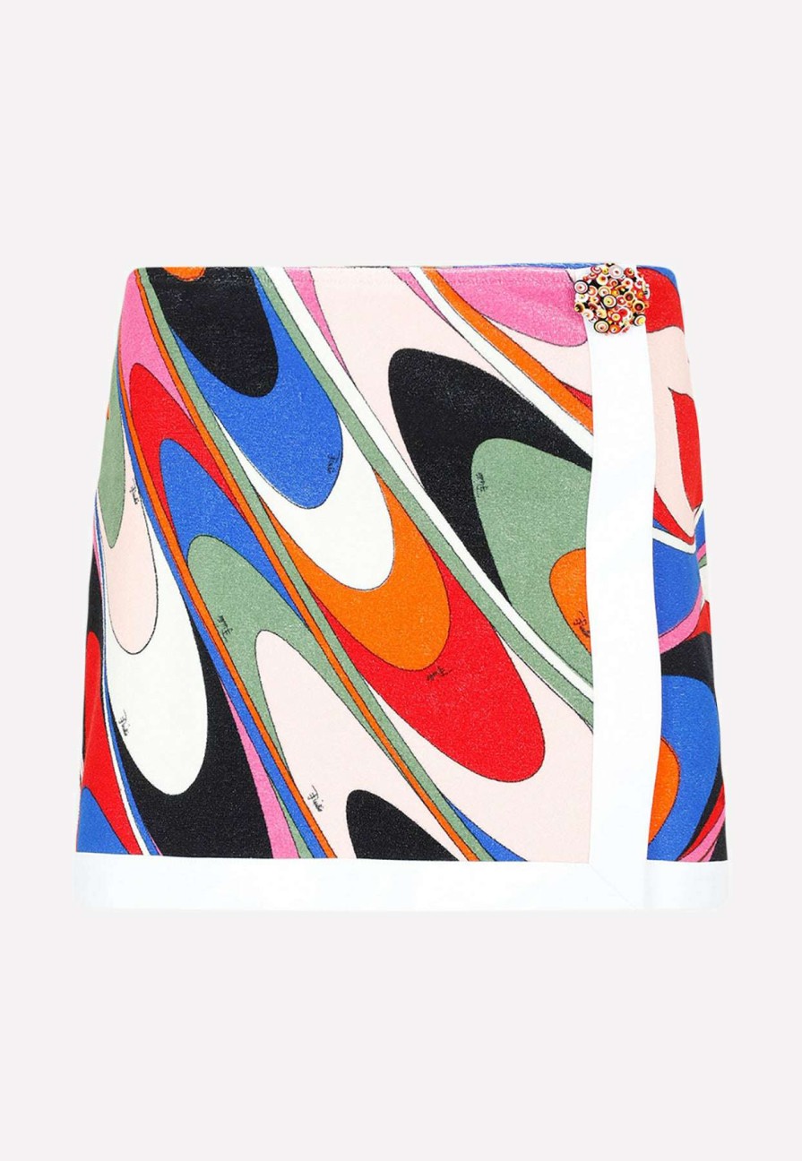 Skirts * | Emilio Pucci Onde-Print Mini Wrap Skirt Multicolor