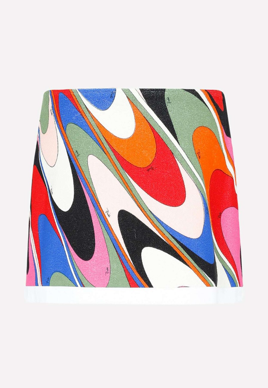 Skirts * | Emilio Pucci Onde-Print Mini Wrap Skirt Multicolor