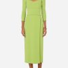 Evening * | Dolce & Gabbana Sweetheart Crepe De Chine Midi Dress Green