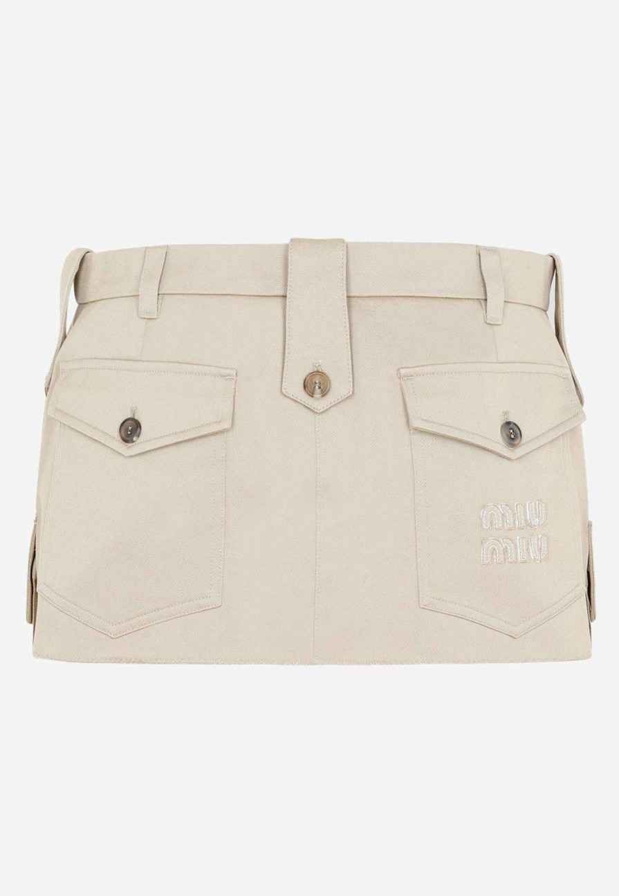 Skirts * | Miu Miu Mini Cargo Skirts Beige