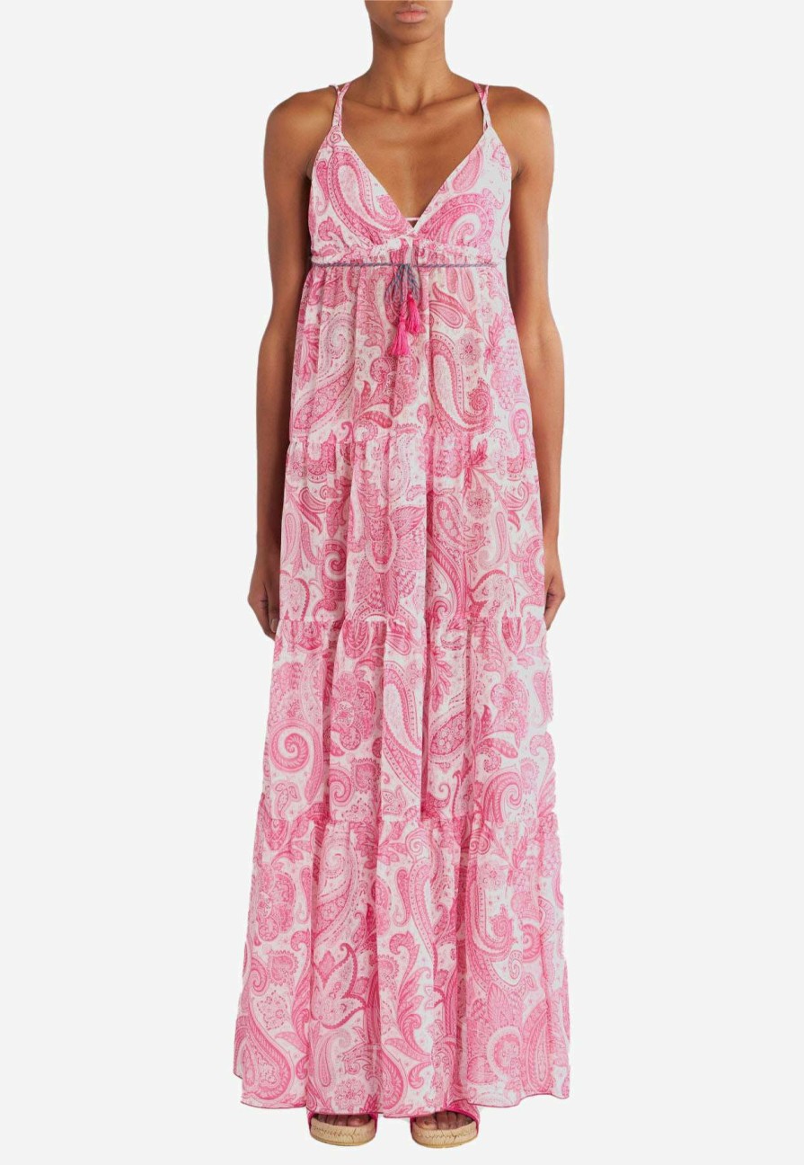 Dresses * | Etro Liquid Paisley Maxi Dress Pink