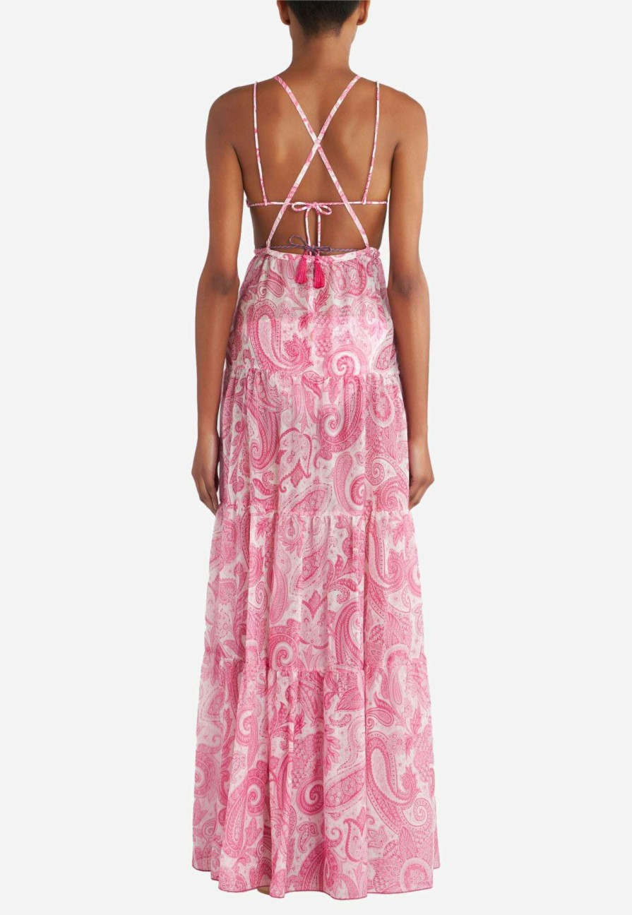 Dresses * | Etro Liquid Paisley Maxi Dress Pink