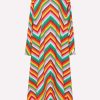 Dresses * | Valentino Chevron Print Kaftan Dress Multicolor