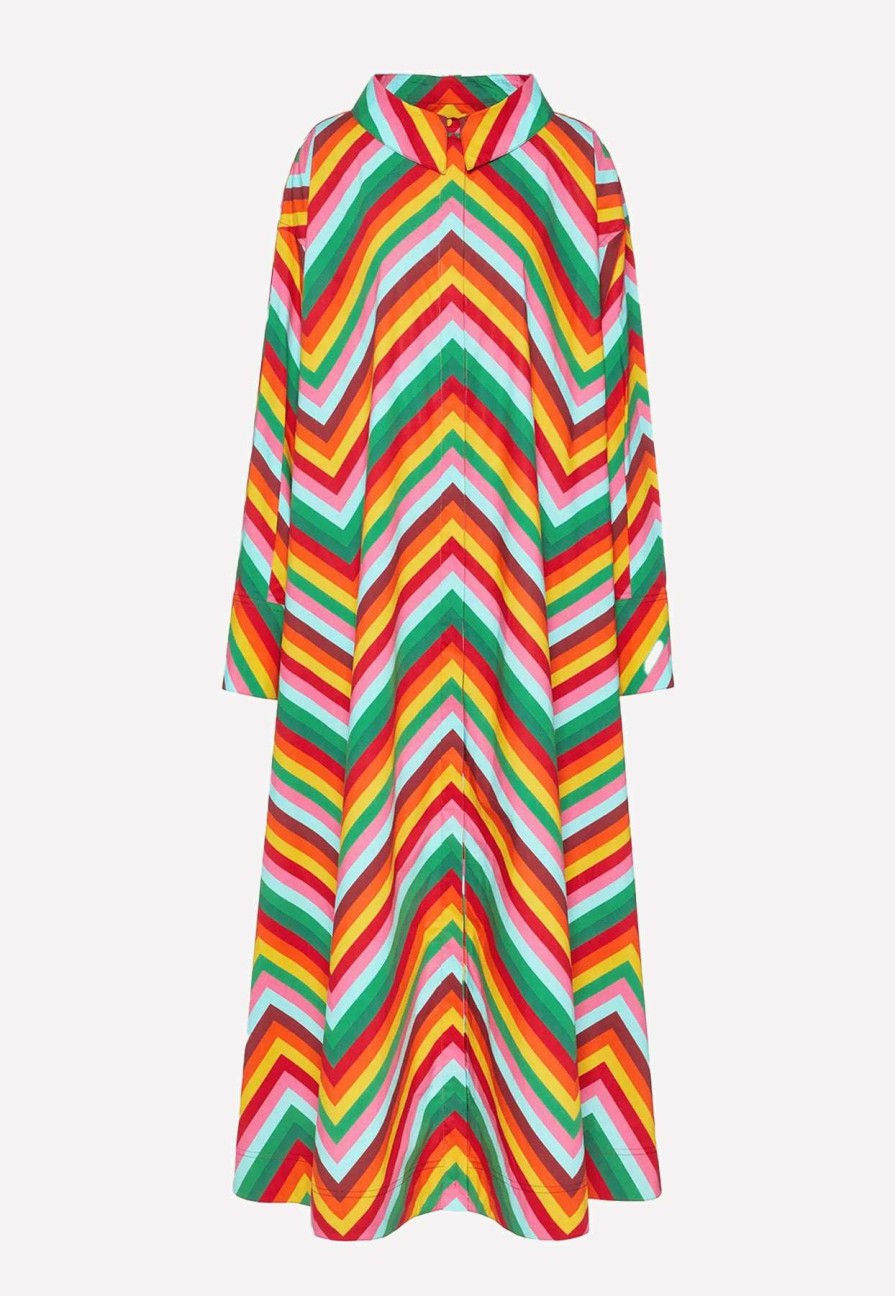 Dresses * | Valentino Chevron Print Kaftan Dress Multicolor