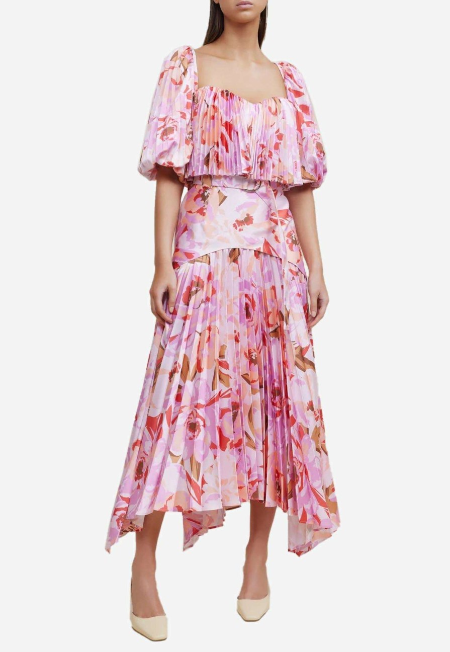 Skirts * | Acler Lothair Midi Floral Skirt Pink