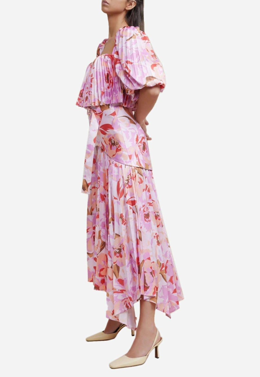 Skirts * | Acler Lothair Midi Floral Skirt Pink