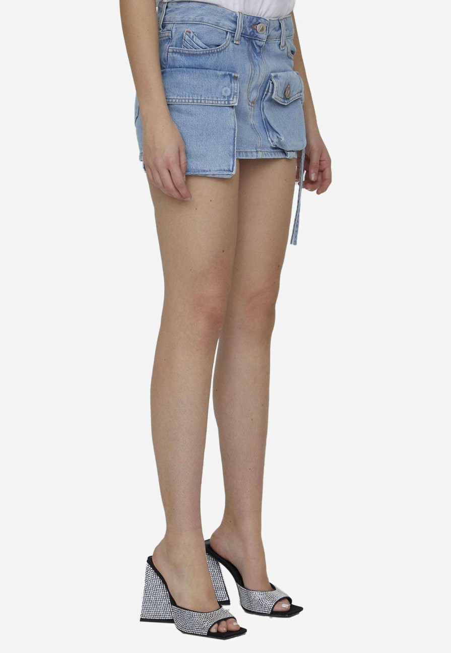 Skirts * | The Attico Cargo Denim Mini Skirt Blue