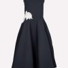 Evening * | Lanvin Flower Applique Strapless Midi Dress Midnight Blue