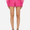 Shorts * | Valentino High-Waist Silk Faille Shorts Pink