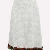 Skirts * | Dolce & Gabbana Flowers Trim Tweed Skirt White