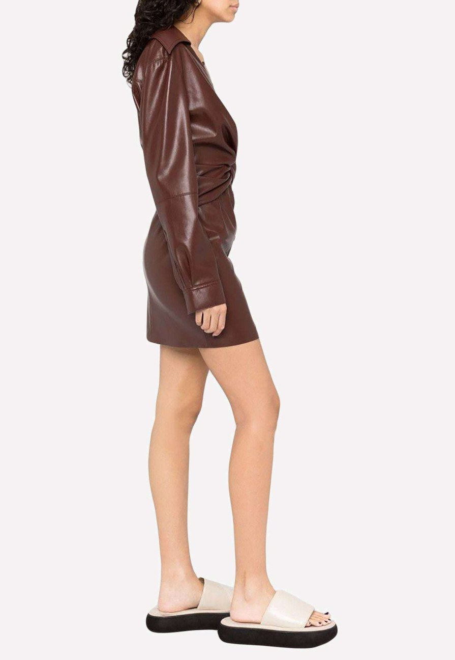 Dresses * | Nanushka Marto Mini Leather Dress Chestnut