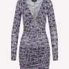 Evening * | Isabel Marant Jordana Floral Silk Mini Dress Purple