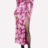 Dresses * | Alessandra Rich Floral Print Maxi Silk Dress Fuchsia