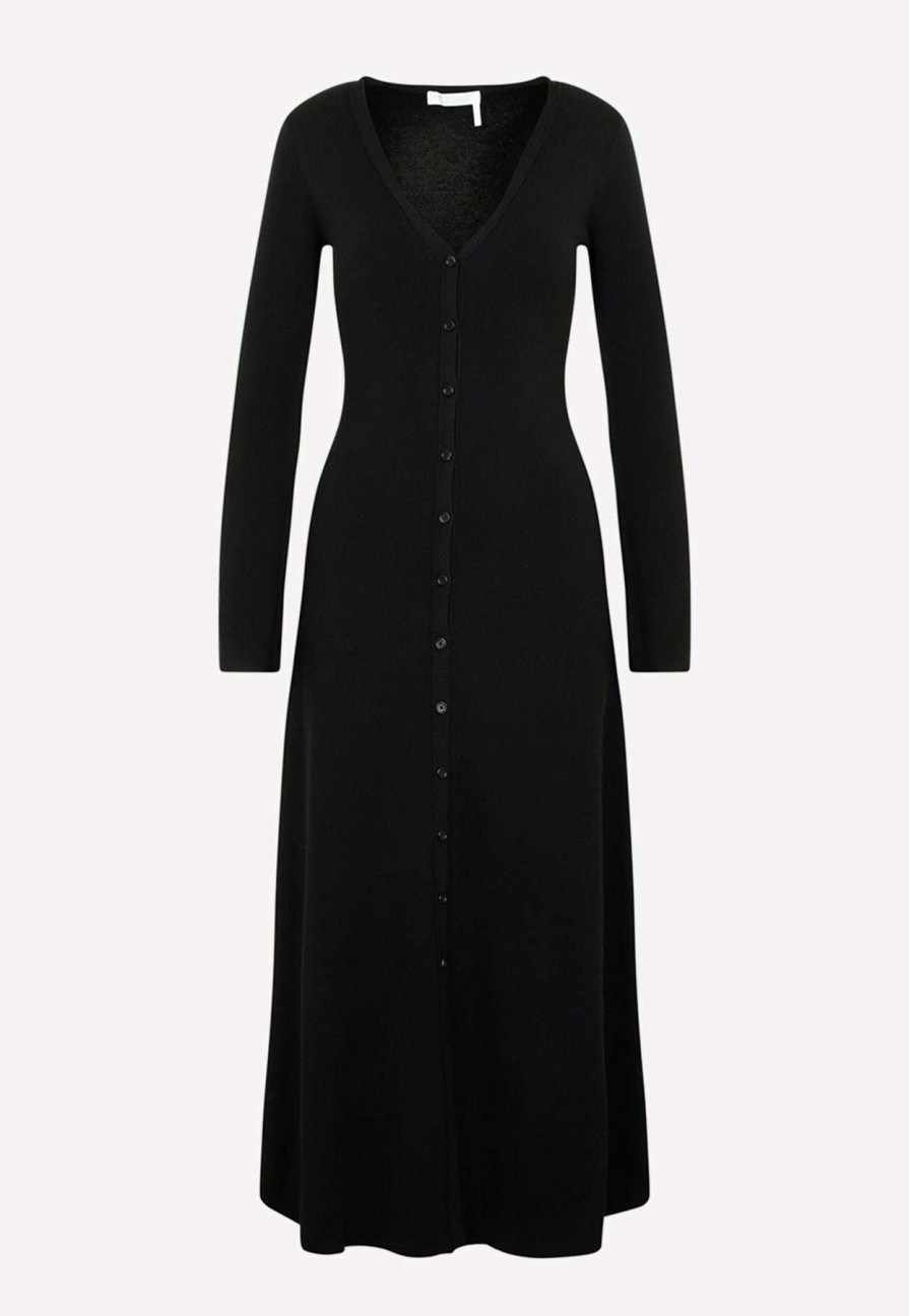 Dresses * | Chloe Wool Midi Dress Black