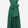 Evening * | Dolce & Gabbana V-Neck Cotton Draped Wrap Dress Green