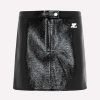 Skirts * | Courreges Logo Vinyl Mini Skirt Black