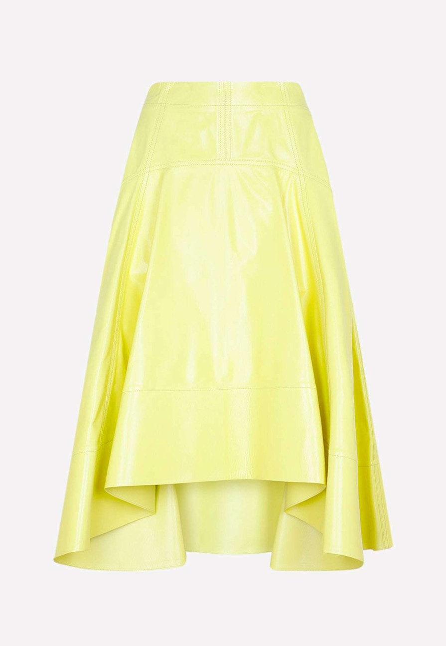 Skirts * | Bottega Veneta Shiny Midi Leather Skirt Sherbert