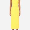 Evening * | Dolce & Gabbana One-Shoulder Crepe De Chine Midi Dress Yellow