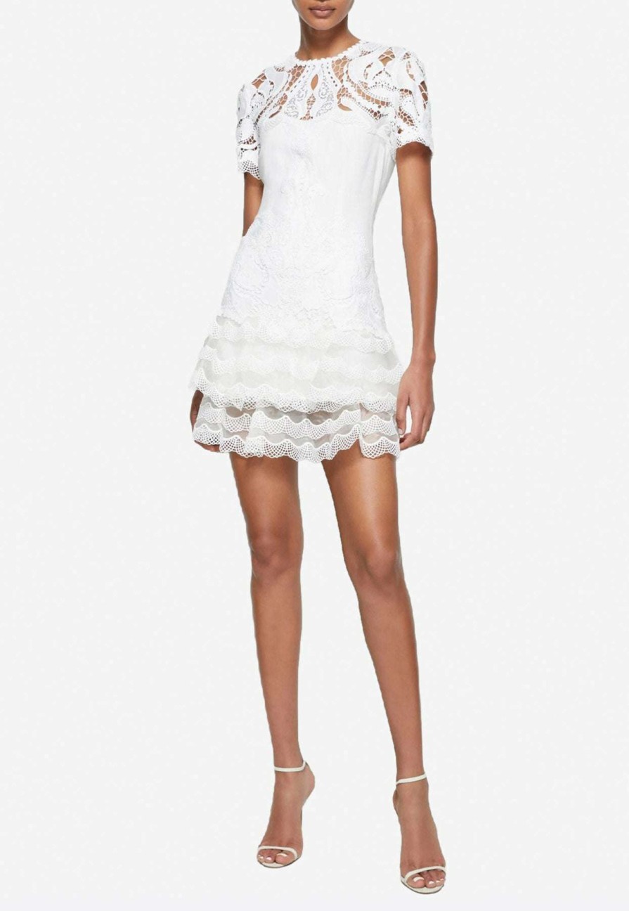 Evening * | Jonathan Simkhai Paisley Crepe Applique Mini Dress White