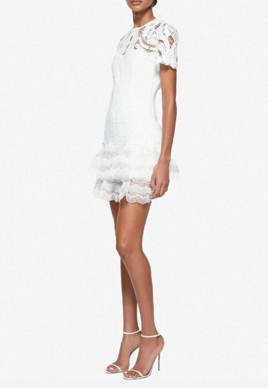 Evening * | Jonathan Simkhai Paisley Crepe Applique Mini Dress White