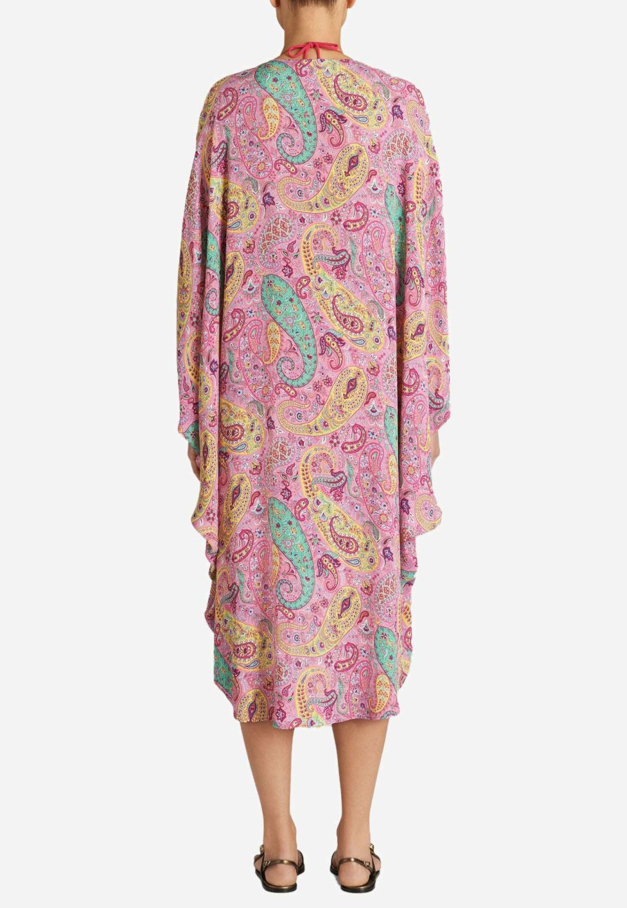 Dresses * | Etro Floral Paisley Print Kaftan Dress Pink