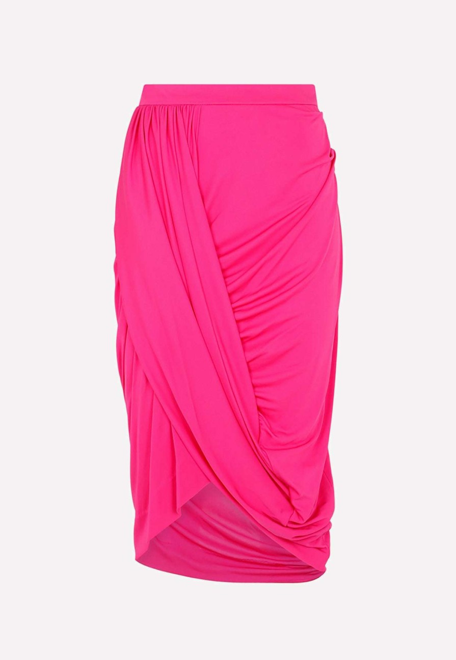 Skirts * | Dries Van Noten Draped Midi Skirt Fuchsia