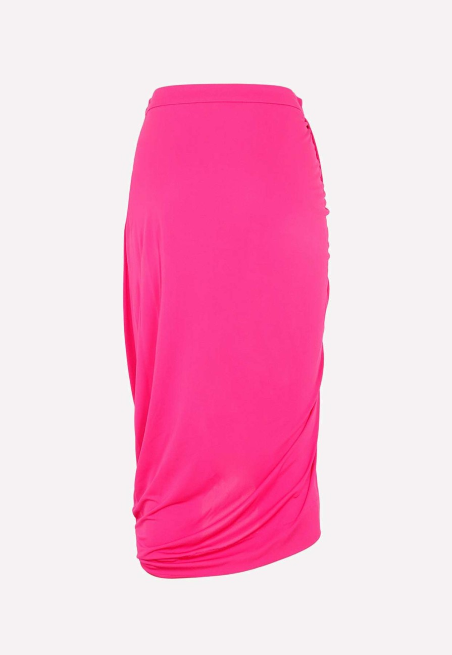 Skirts * | Dries Van Noten Draped Midi Skirt Fuchsia